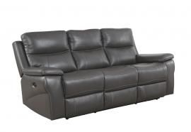 Gray Top Grain Leather Power Reclining Sofa